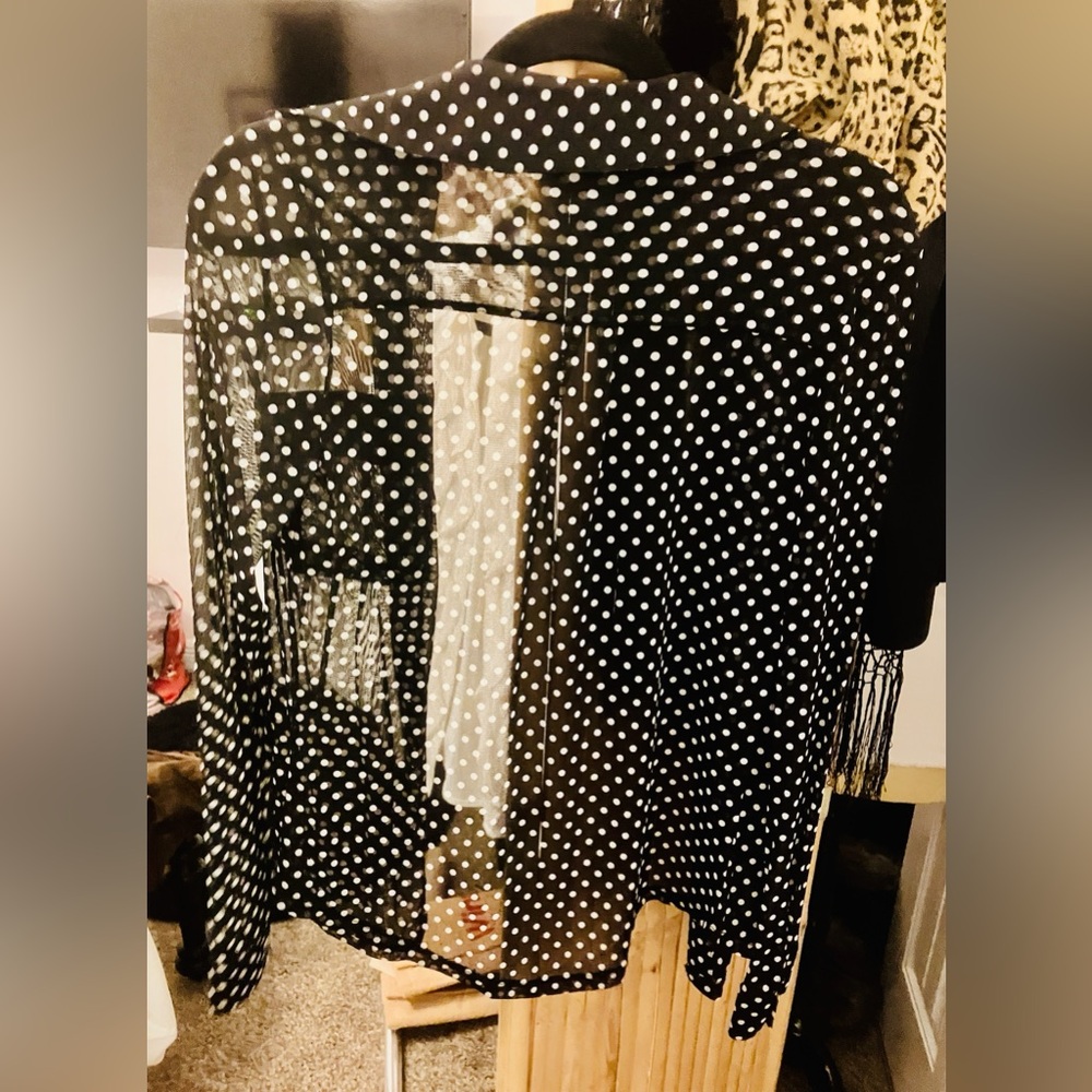 INC International Concepts Black and White Polka Dot Top